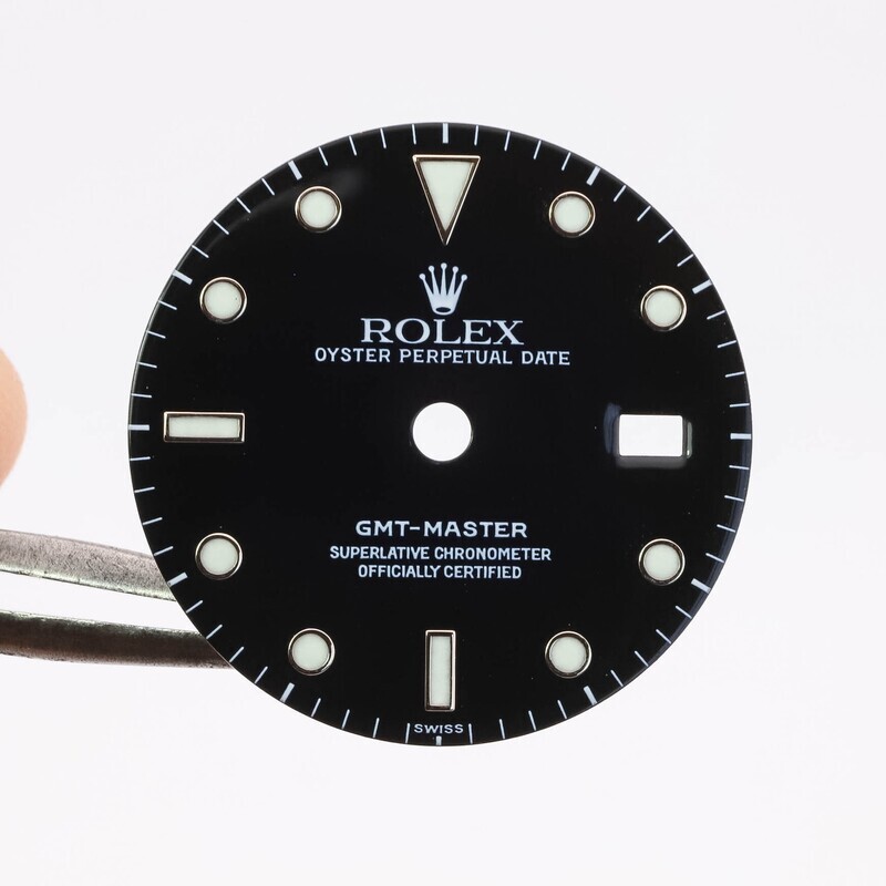 Rolex Black &quot;Swiss&quot; only Super Luminova Gloss Service Dial GMT Master 16750 Cal DL8