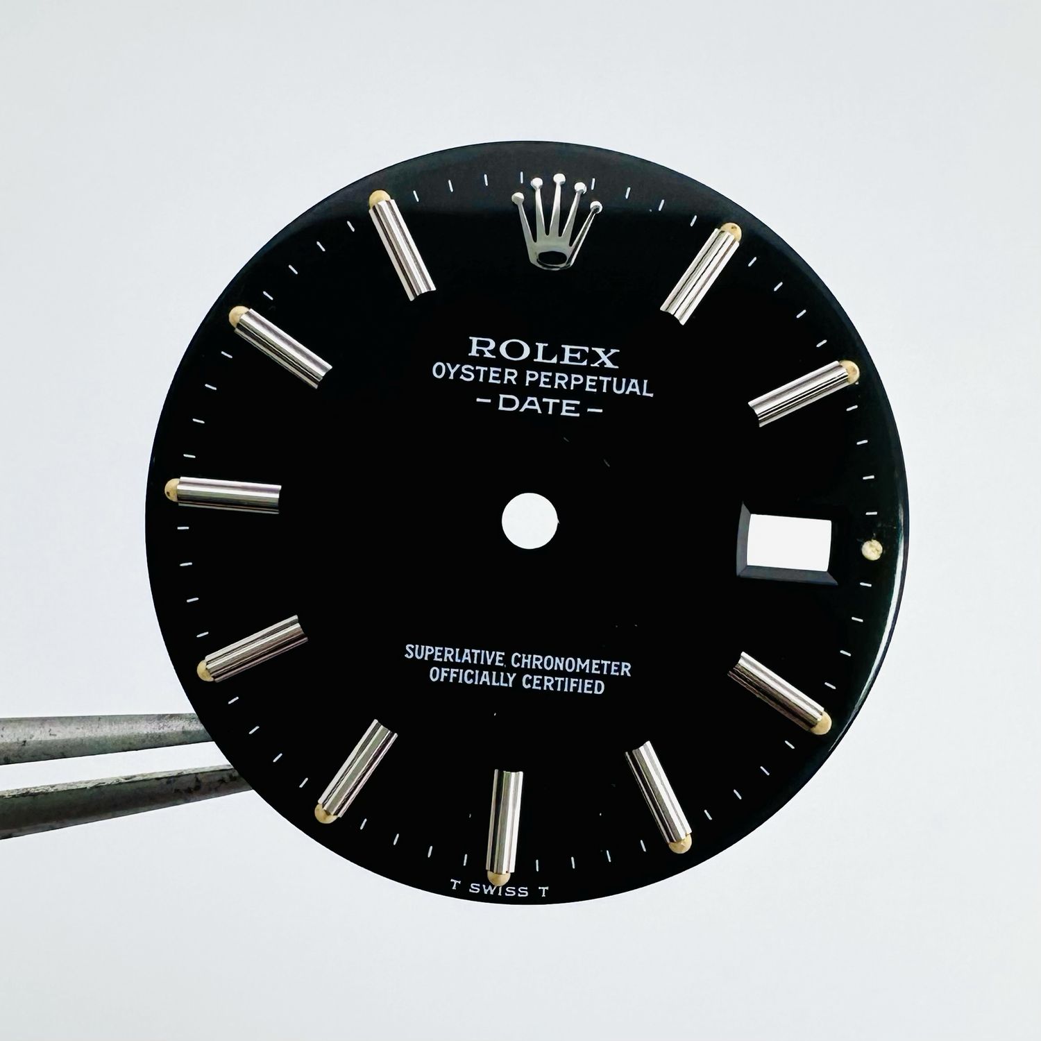 Factory Rolex Gloss Black Tritium Dial For 34mm Date 15000 15200 15010 15210 #OC004