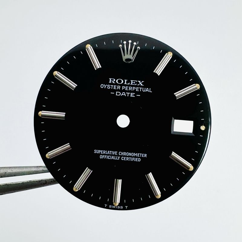 Factory Rolex Gloss Black Tritium Dial For 34mm Date 15000 15200 15010 15210 #OC004