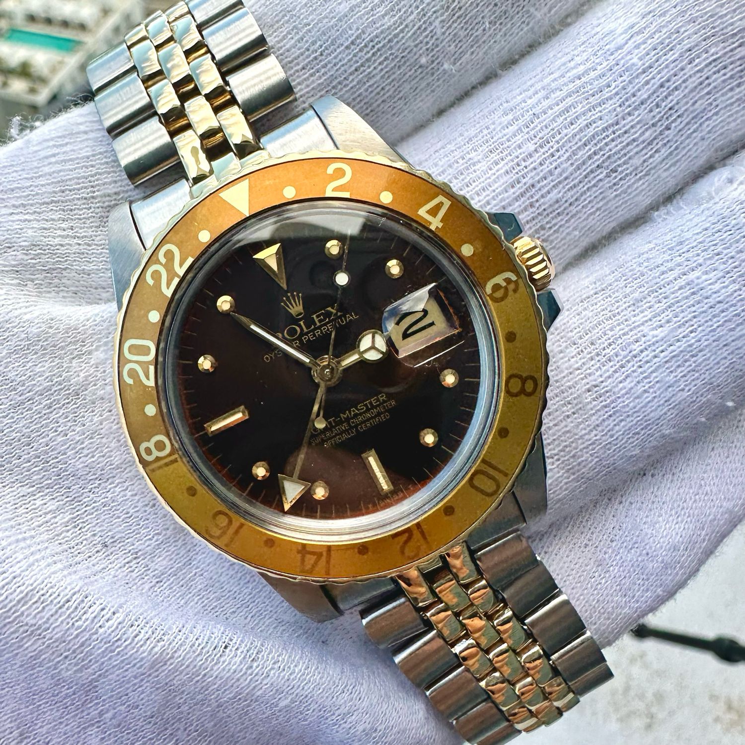 STUNNING ROLEX GMT MASTER 16753 Circa 1980 ROOT BEER TRITIUM NIPPLE DIAL