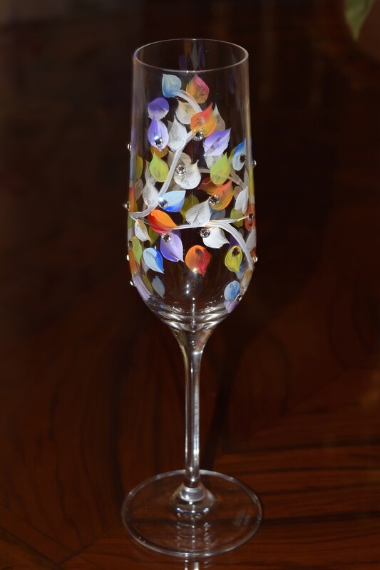 Crystal Rainbow Champagne Flutes with Swarovski Crystals