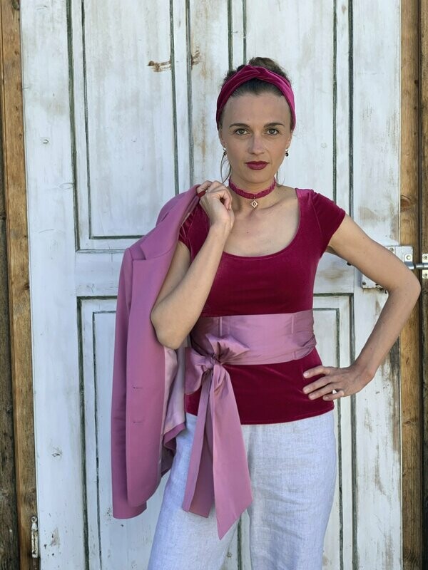 Samtoberteil, pink