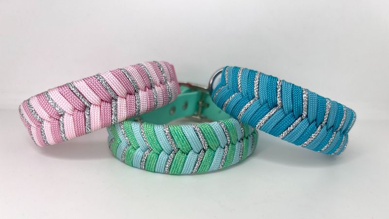 Biothanehalsband Glitzer silber