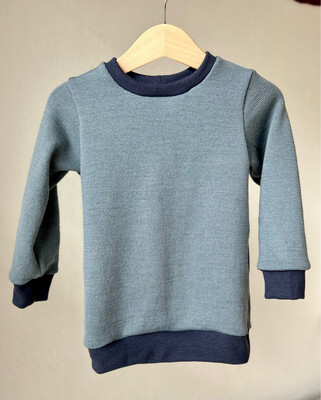 Woll-Sweater / Wollpullover (platinblau, leichter Strick)
