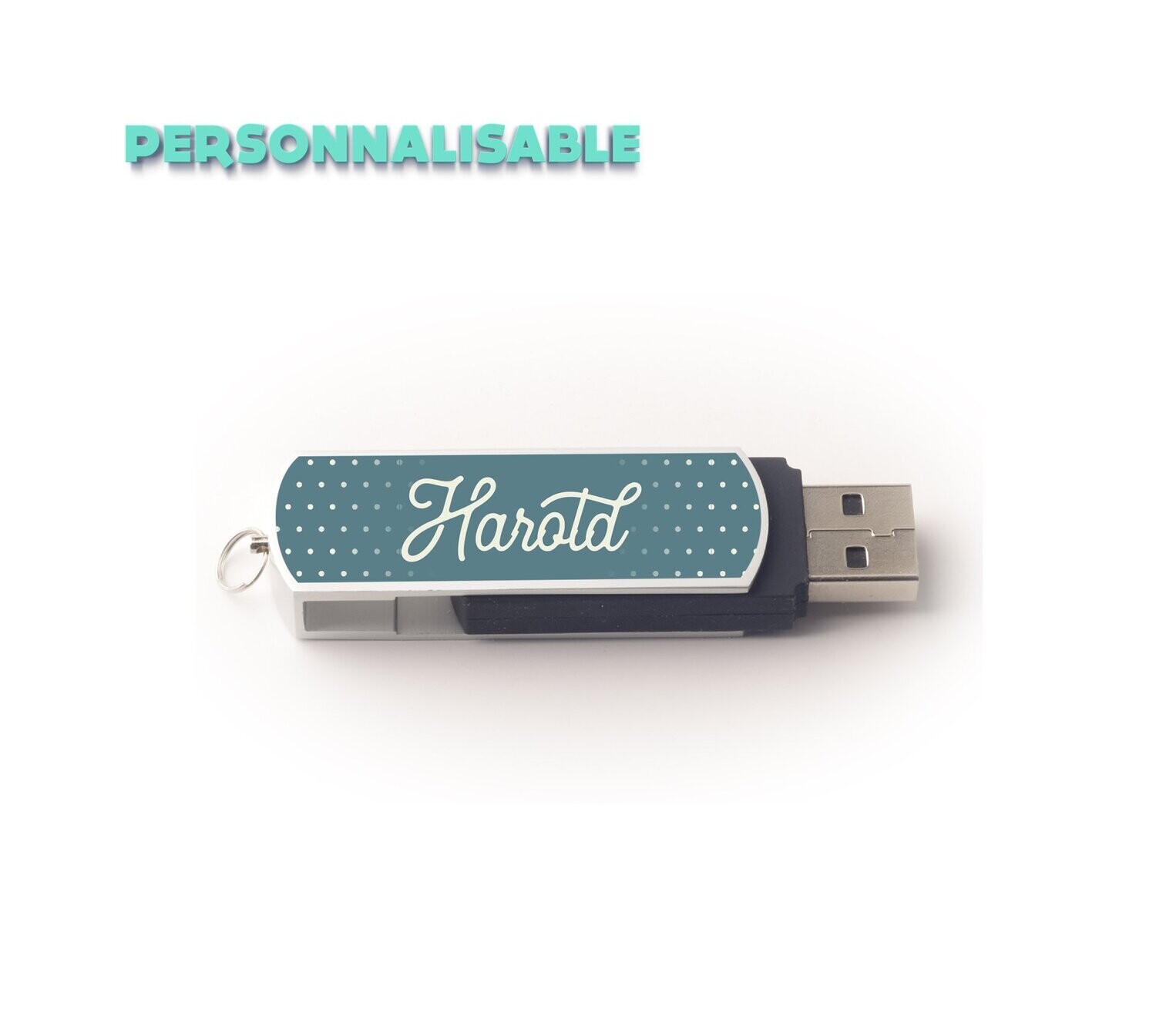 Clé USB Atomania, bleu, personnalisable au prénom de votre choix, 5 x 1,7  cm, capacité 8 Go