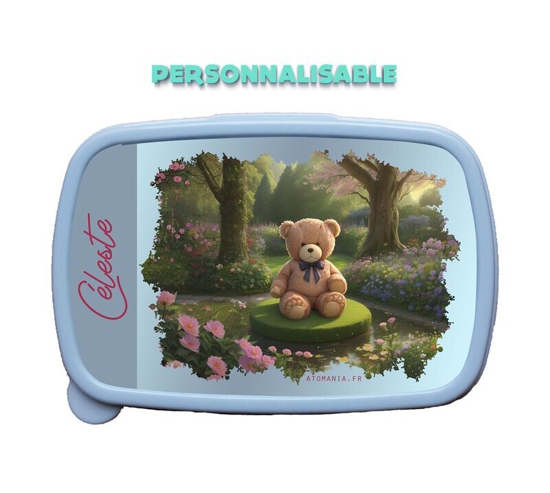 Boîte Hermétique Nounours au Jardin d'Atomania : Personnalisée pour Enfants Aventuriers.