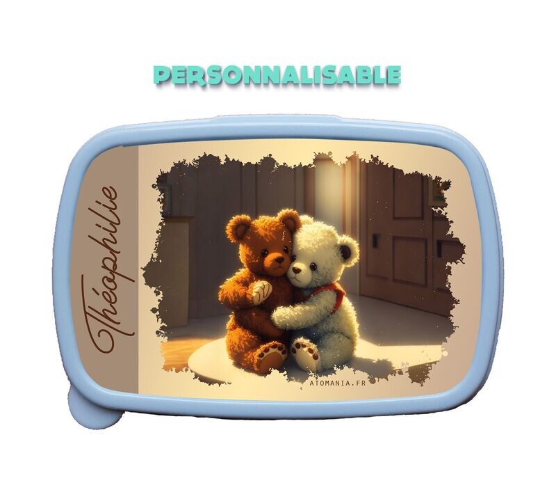 Boîte hermétique le câlin des nounours d'atomania : compagnon tendre et pratique pour enfants. Personnalisable.