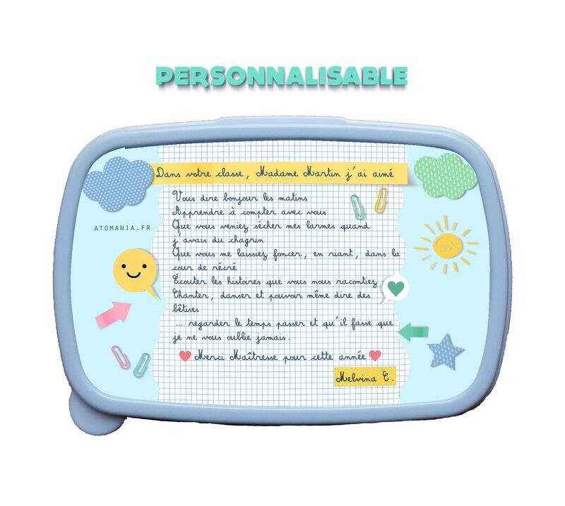 Boîte personnalisable le petit bazar de la maîtresse : cadeau émouvant pour enseignant.