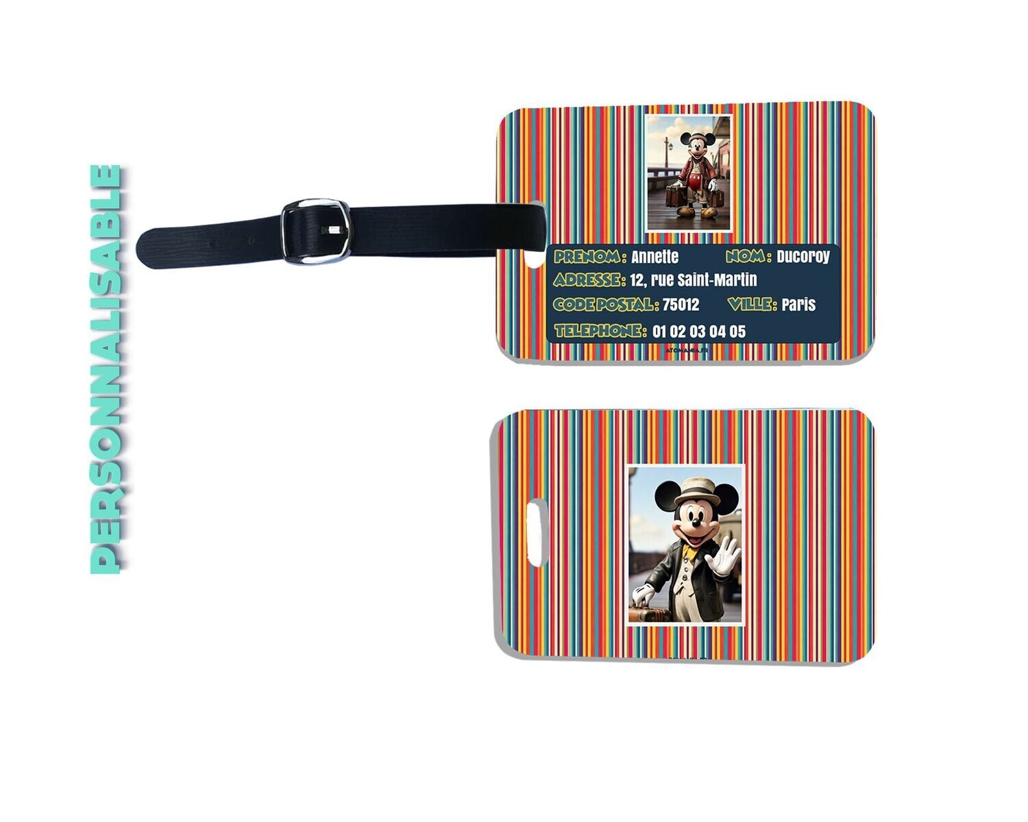 Étiquette de bagage personnalisable Mickey Voyage : pratique, ludique et unique ! Atomania