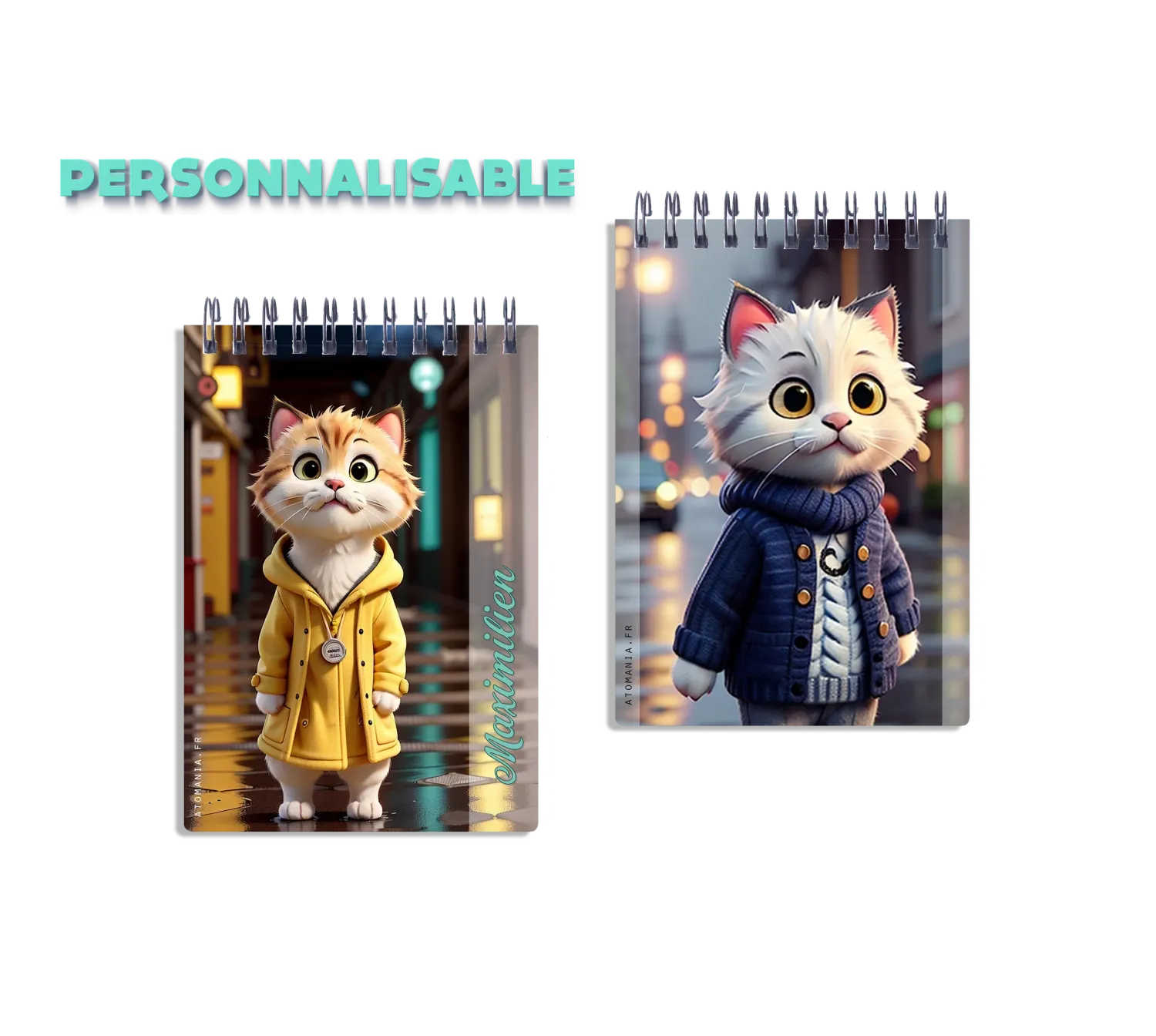 Carnet "chats de rue" atomania : charmant et personnalisable, un cadeau idéal pour les amoureux des chats - fabrication française