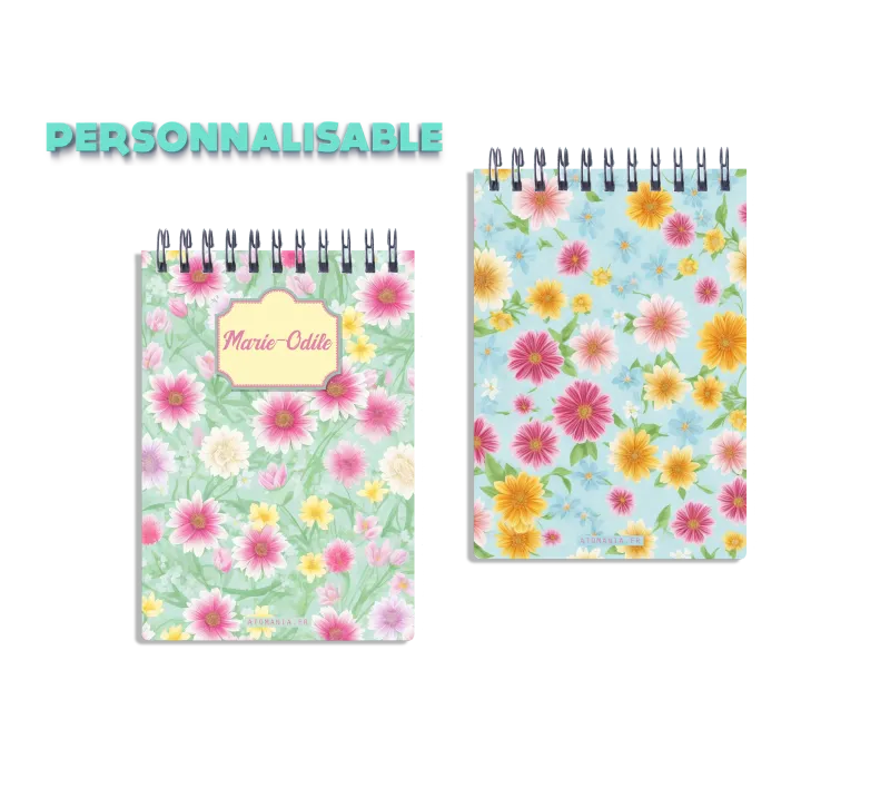 Carnet "spring" atomania personnalisable : vitalité printanière dans un accessoire de papeterie coloré - expédition rapide, fabrication artisanale française