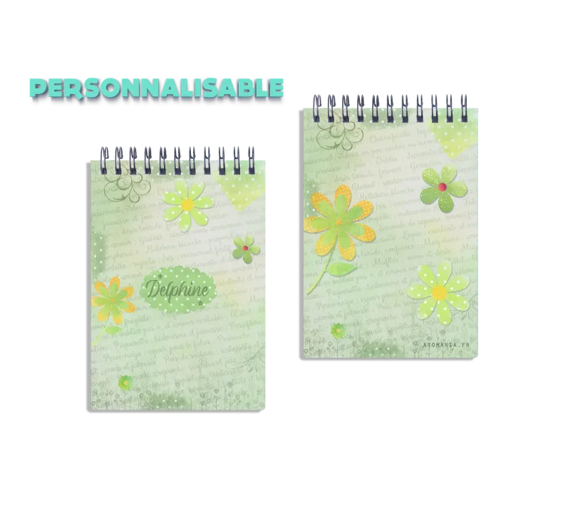 Carnet personnalisable, langage des fleurs : un hommage à la nature et aux fleurs,  fabrication artisanale française, Atomania.