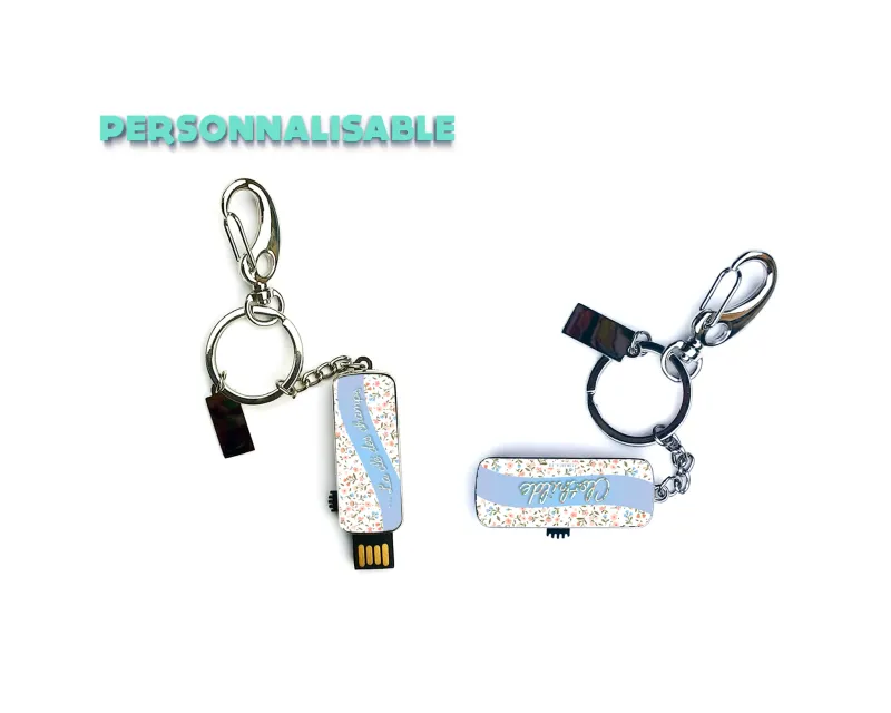 Clé usb personnalisable "la clé des champs (bleu)", 16 go, métal, fabrication française, idée cadeau fleurie, Atomania