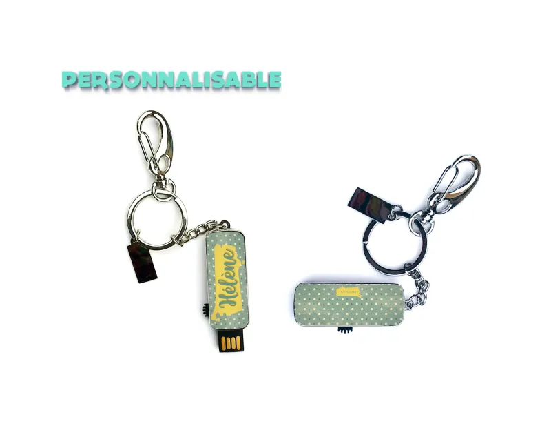 Clé USB 'Vintage' personnalisable 16 Go – Cadeau élégant et pratique, design rétro, prénom au choix, porte-clé métal, robuste et durable