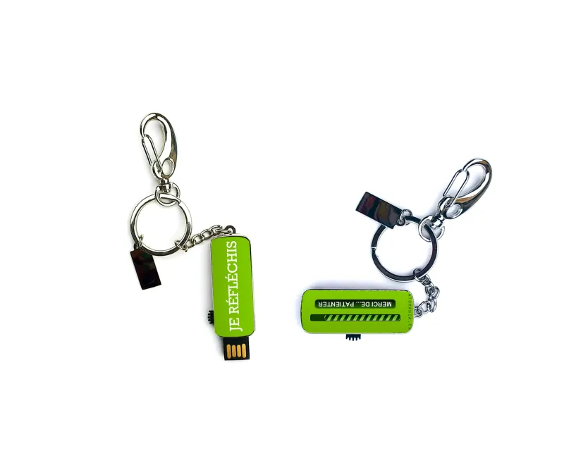 Clé usb humoristique "je réfléchis, ... merci de patienter !", 16go, métal, fabrication française, idée cadeau amusante Atomania