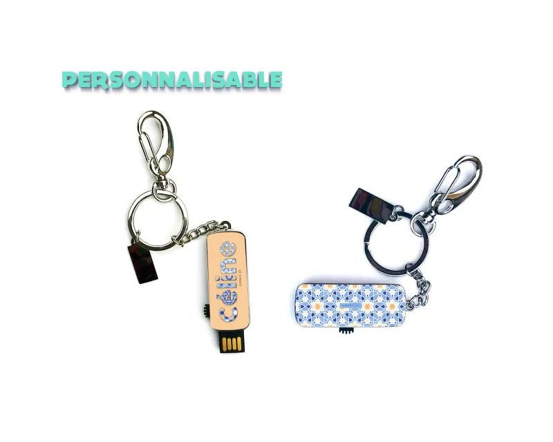 Clé USB personnalisable 16 Go – Cadeau pratique avec couleurs fraîches, porte-clé métal, fabriquée en France, idéale pour vos proches