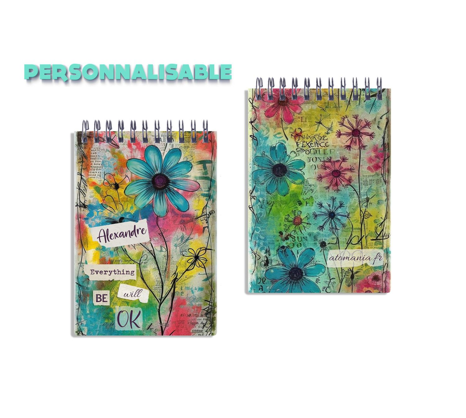 Carnet Personnalisable "Everything Will Be Ok" Atomania - Message Inspirant et Réconfortant