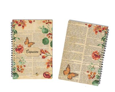 Cahier « Capucines » ? - Design Vintage et Élégant, Personnalisable avec Prénom, Cadeau Parfait pour les Amoureux de Papeterie et de Botanique