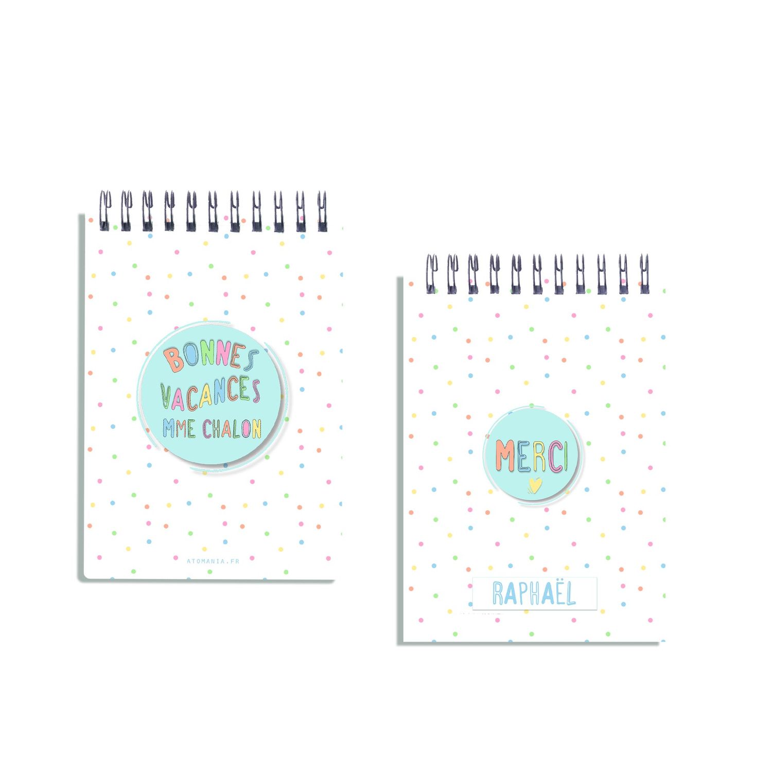Carnet à Spirale Atomania "Bonnes Vacances" - Le Cadeau Parfait pour Remercier l'Enseignant !