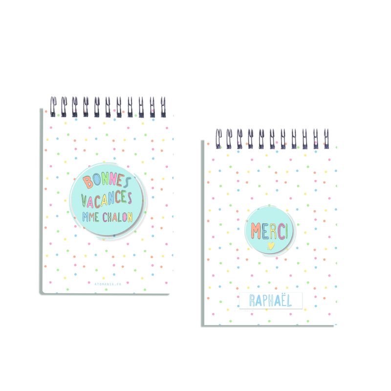 Carnet à Spirale Atomania "Bonnes Vacances" - Le Cadeau Parfait pour Remercier l'Enseignant !