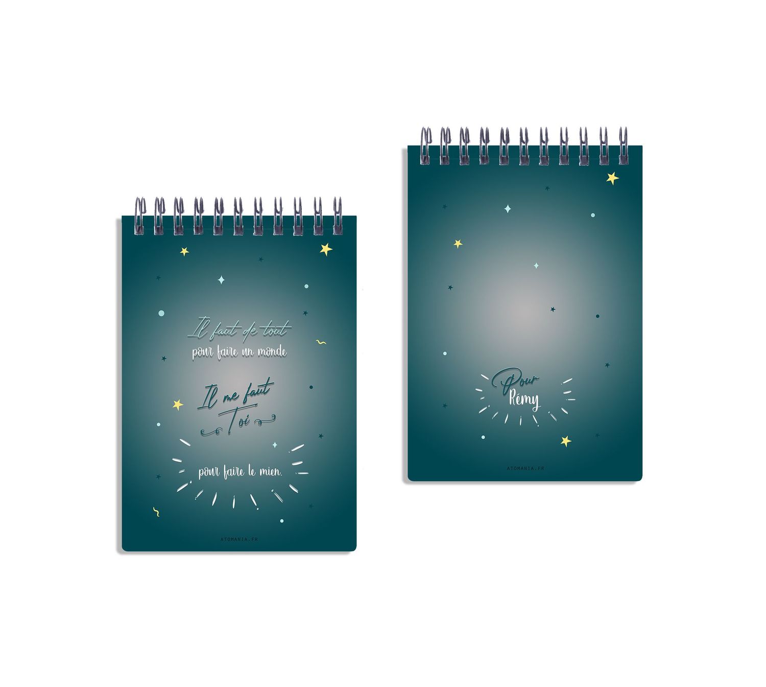 Carnet à Spirale Atomania - "Il faut de tout pour faire un monde, il me faut Toi pour faire le mien" – Un Cadeau Personnalisé et Unique