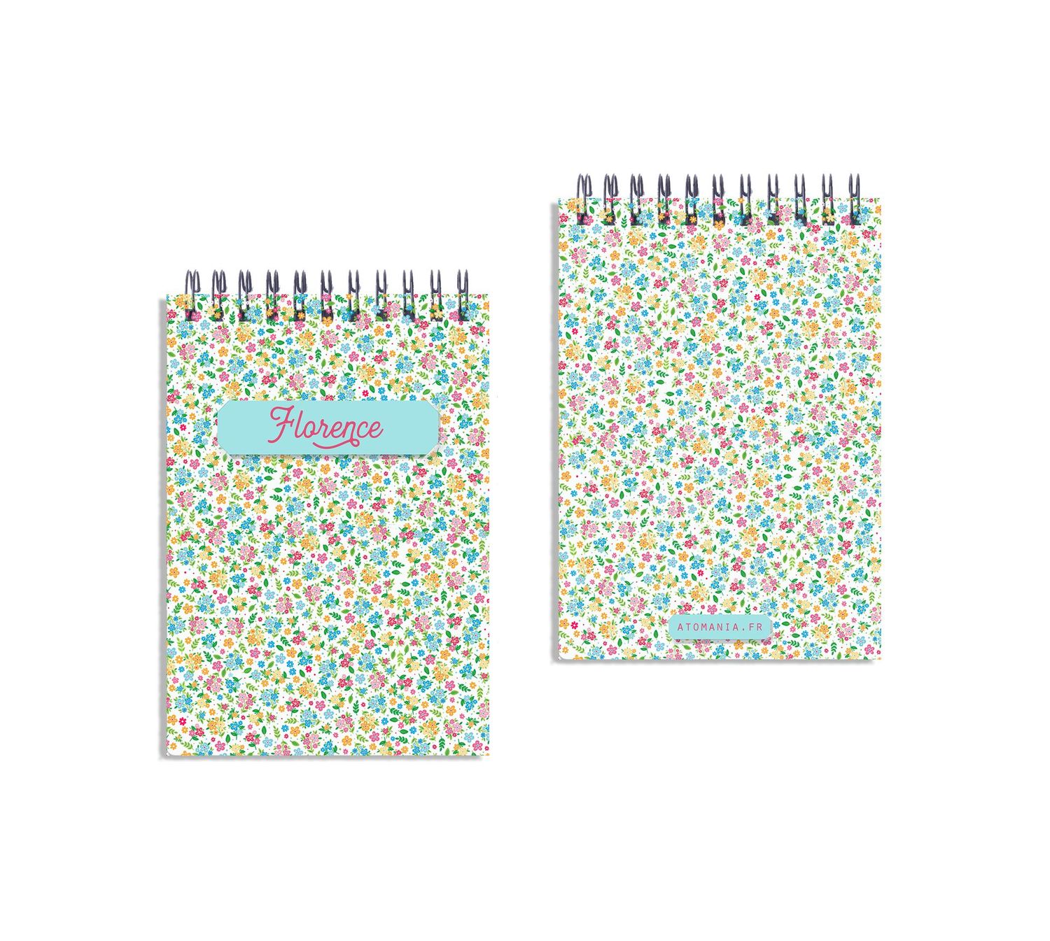 Carnet à Spirale Atomania Personnalisable - Fleurs Colorées : Le Cadeau Doux et Élégant