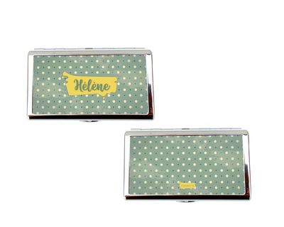 Étui à Cigarettes Vintage Personnalisable – Charme Rétro Élégant avec Fond Vert à Pois, Cadeau Original et Pratique