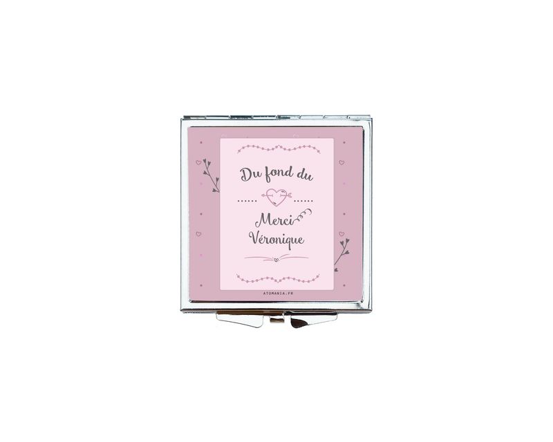 Miroir de Poche Personnalisable "Du Fond du Cœur, Merci !" - Cadeau Unique pour Remercier