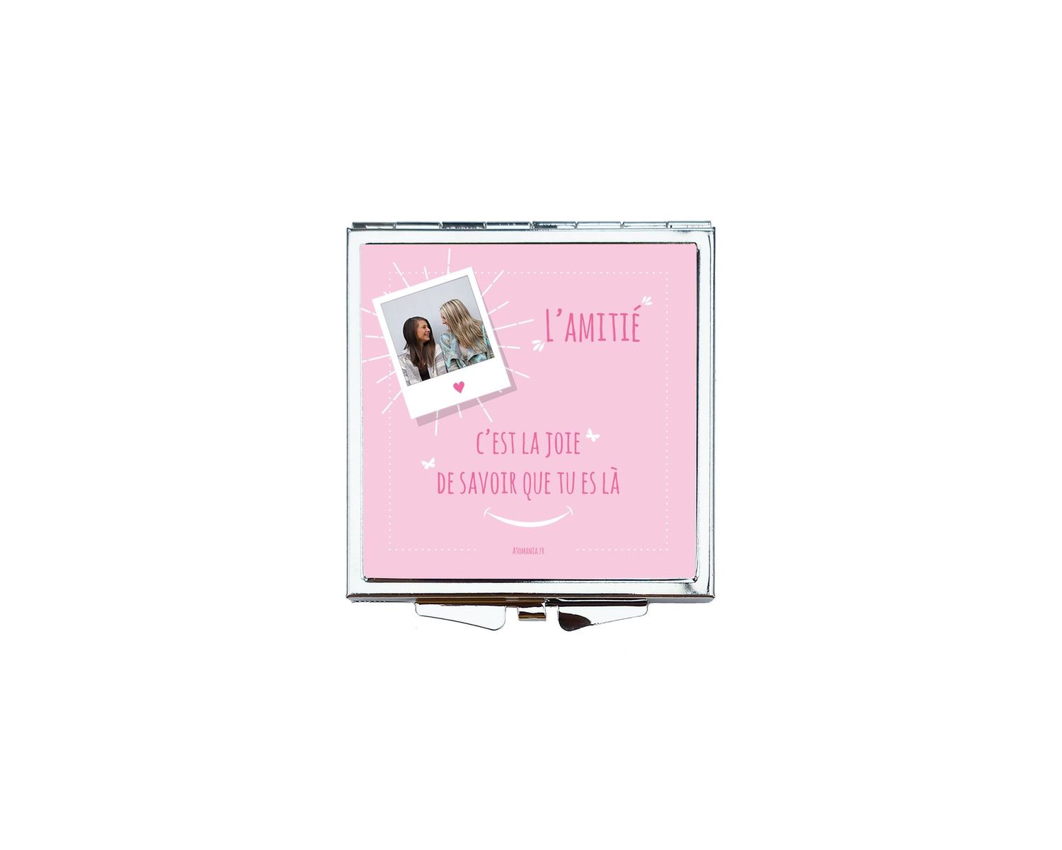 Miroir de Poche Personnalisé "L’Amitié c’est la joie de savoir que tu es là" – Célébrez l'Amitié de manière Unique ?