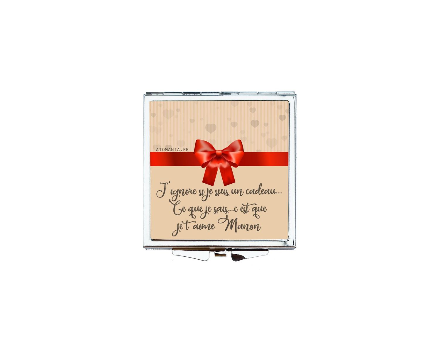 Miroir de Sac Personnalisable "J’ignore si je suis un cadeau… Ce que je sais, c’est que je t’aime" – ATOMANIA ?❤️