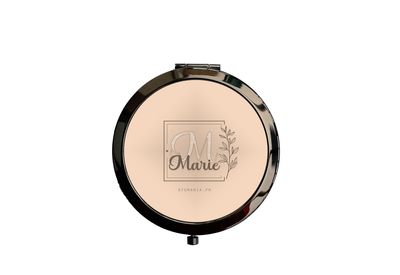 Miroir de Poche Personnalisable en Métal Noir – Design Élégant avec Initiale et Prénom Imprimé