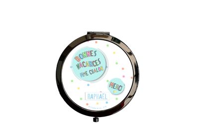 Miroir de poche en métal noir personnalisé – Cadeau idéal pour exprimer votre gratitude aux enseignants de vos enfants