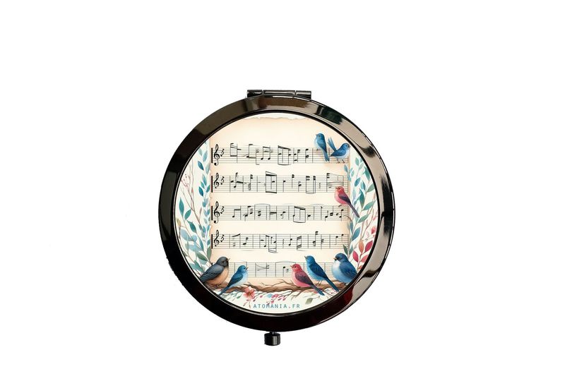 Miroir de poche « De bon ton » d’Atomania – Élégance artisanale, design musical et pratique, cadeau raffiné pour toutes les occasions