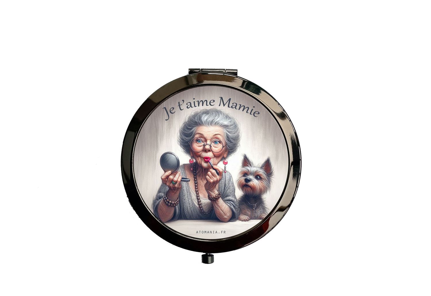 Miroir de poche « Je t’aime Mamie » par Atomania - Un cadeau tendre et élégant pour exprimer votre amour à votre grand-mère