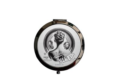 Miroir de Poche Personnalisable "Divine" en Métal Noir – Élégance Rétro et Personnalisation Unique – Atomania