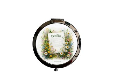 Miroir de poche personnalisable « Fleurs des Champs » d'Atomania - Élégance et praticité au quotidien