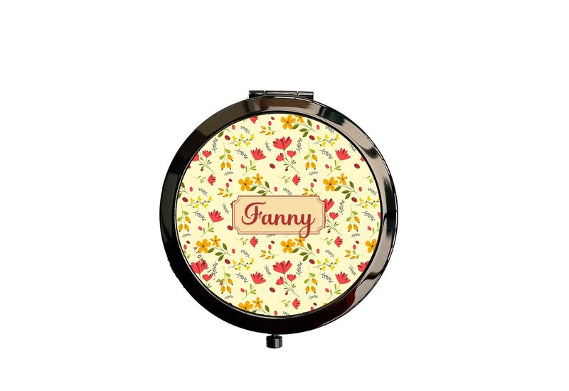 Miroir de Poche Personnalisable « Petite Fleur Jaune » – Élégance et Praticité au Quotidien