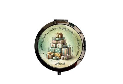 Miroir de Poche Personnalisable – « J’ignore si je suis un cadeau, ce que je sais, c’est que je t’aime »