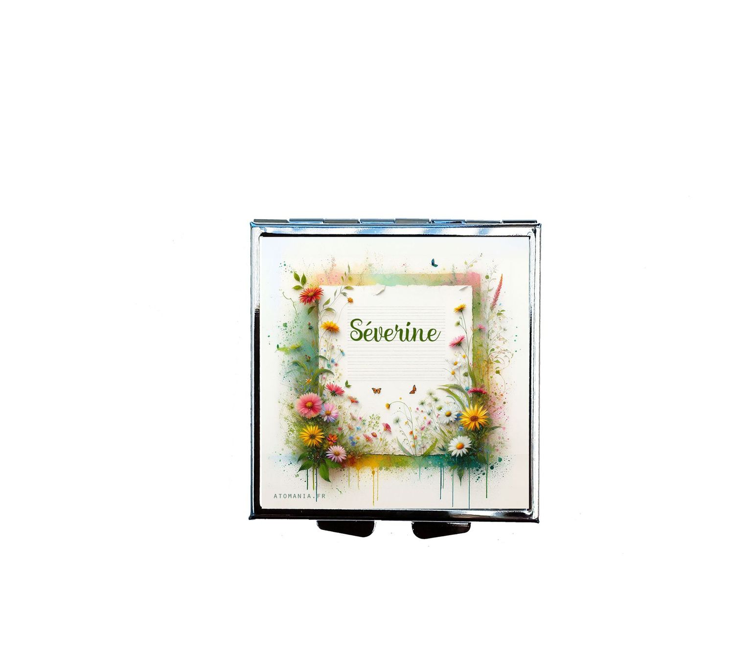 Pilulier Personnalisable Fleurs des Champs d'Atomania, Personnalisable avec Prénom, Design Floral Inspiré de la Nature, Fabrication Artisanale Française, Compact et Facile à Utiliser ??