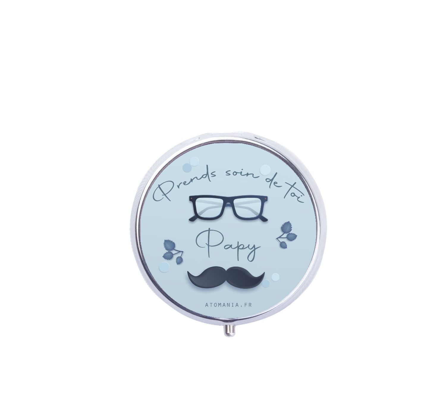 Pilulier rond personnalisable pour homme – Élégance et praticité