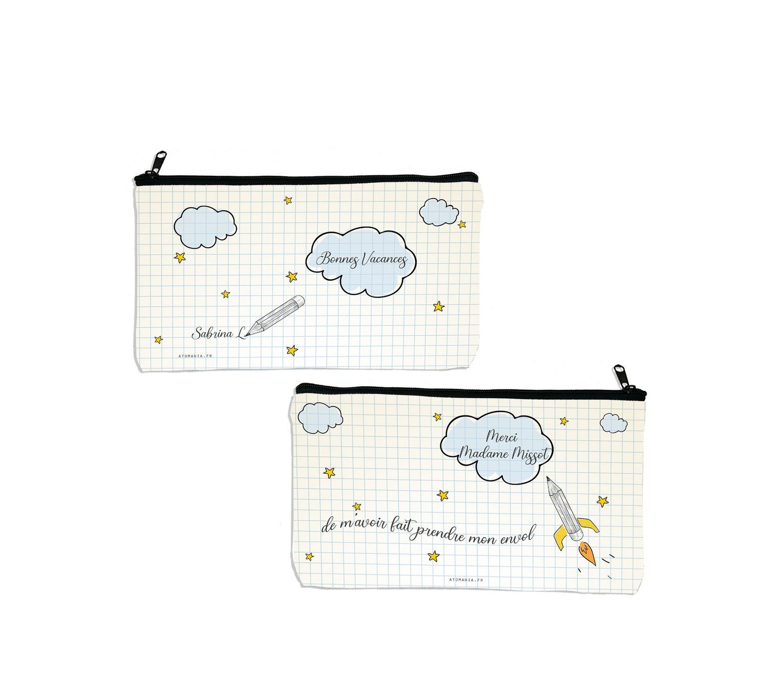 Trousse Personnalisable « Nuages » – Cadeau Unique et Pratique pour Enseignants, ATSEM & Nounous ?☁️