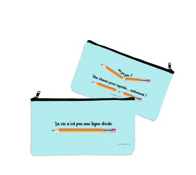Trousse “La vie n’est pas une ligne droite” – Accessoire de papeterie inspirant et original