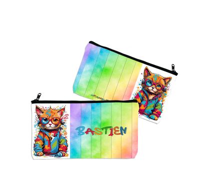 Trousse Personnalisable "Chat Alors !, Atomania" - Accessoire Scolaire Original pour Enfants - Personnalisation du Prénom