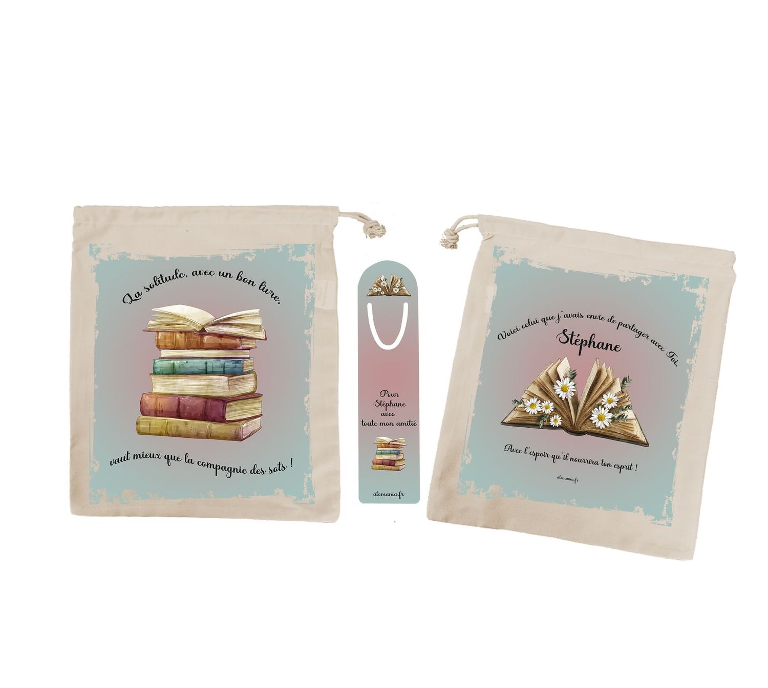 Sac à Livre Personnalisé “La Solitude” + Marque-Page Assorti ✨ – Un Cadeau Unique pour Amoureux de Lecture ?