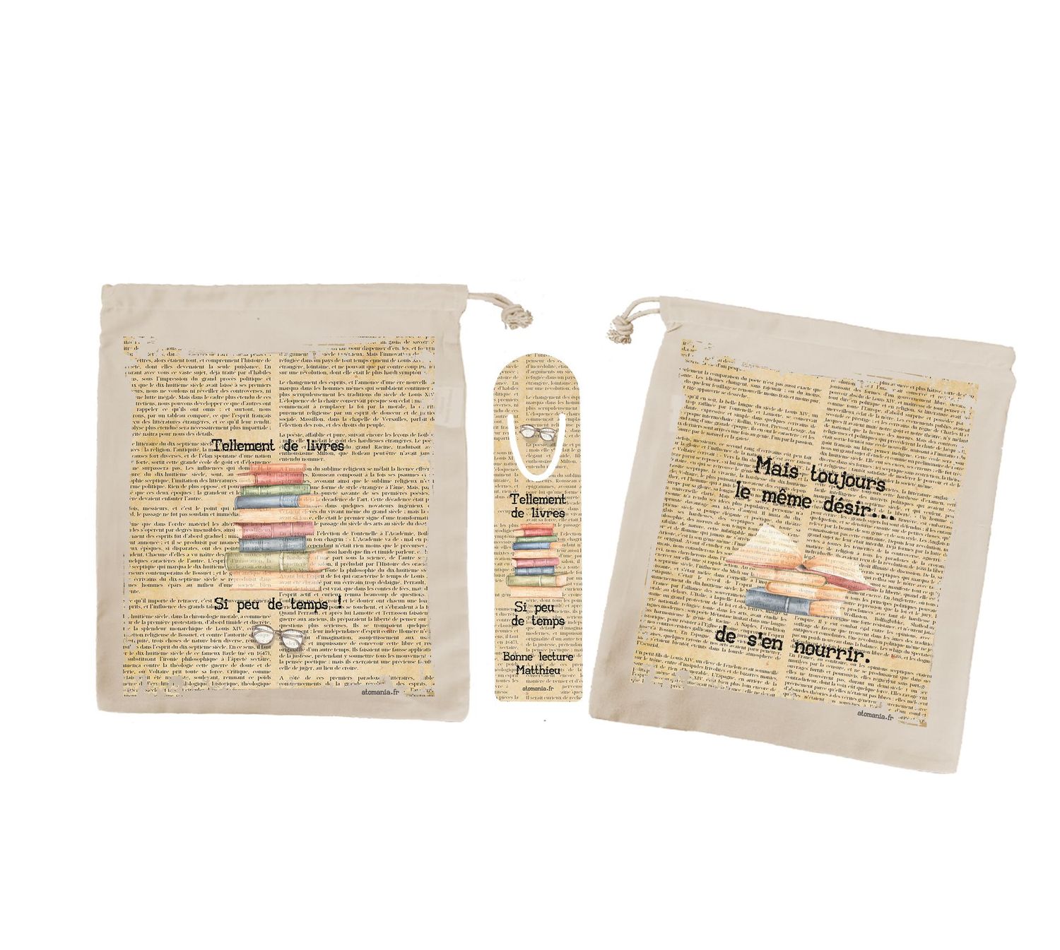 Sac à Livre & Marque-Pages Personnalisés Atomania – Le Duo Poétique pour Offrir une Lecture avec Amour ?