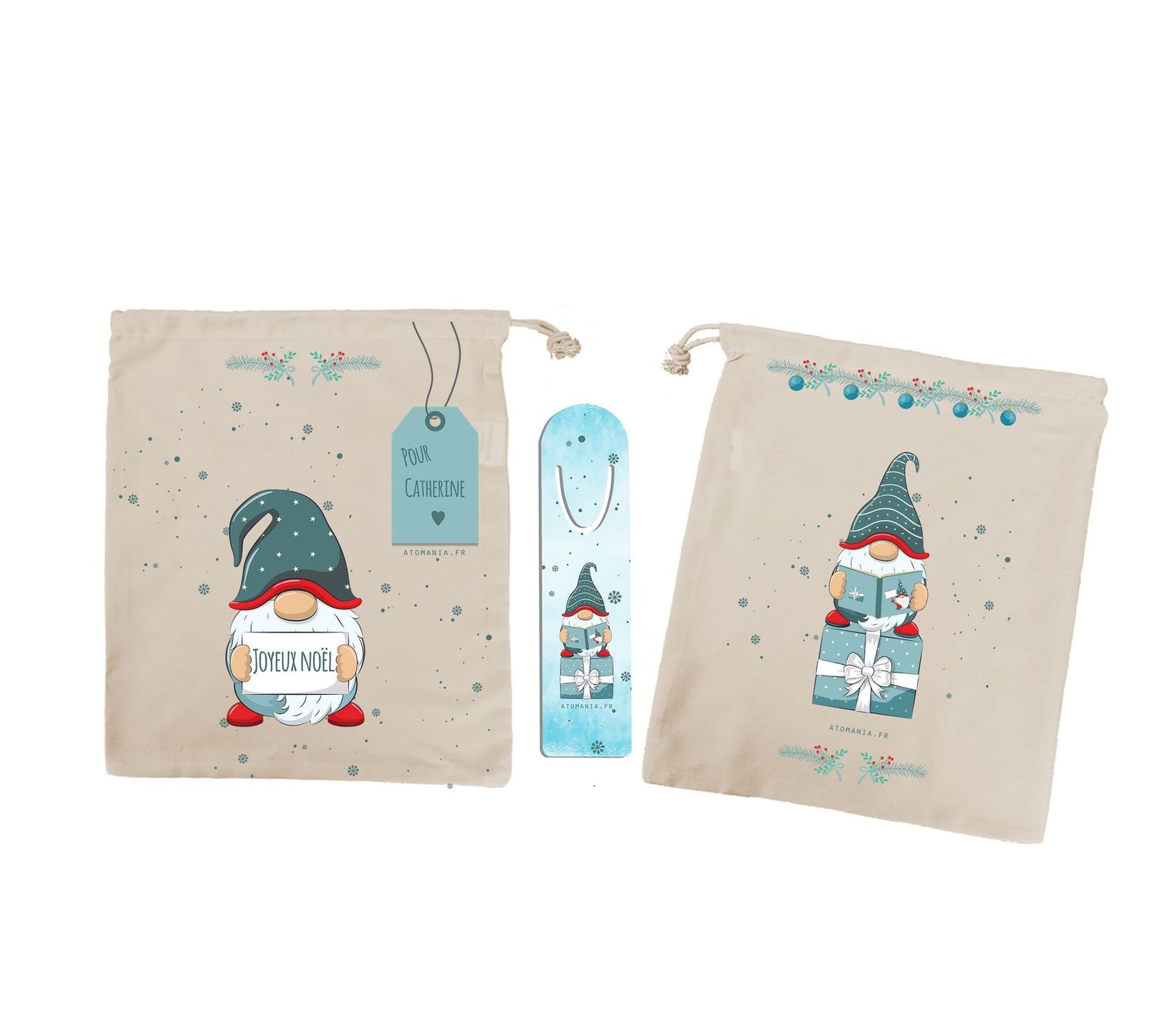 Sac à Livre et Marque-Pages Personnalisés avec Gnomes Mignons ?‍♂️ – Cadeau Original Fait Main pour Lecteurs et Lectrices ?