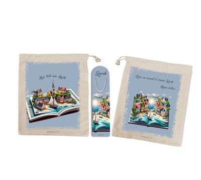Sac à Livre « Un Moment d’Évasion » & Marque-Pages Personnalisable, Motifs Bretons | Fabrication Artisanale Atomania