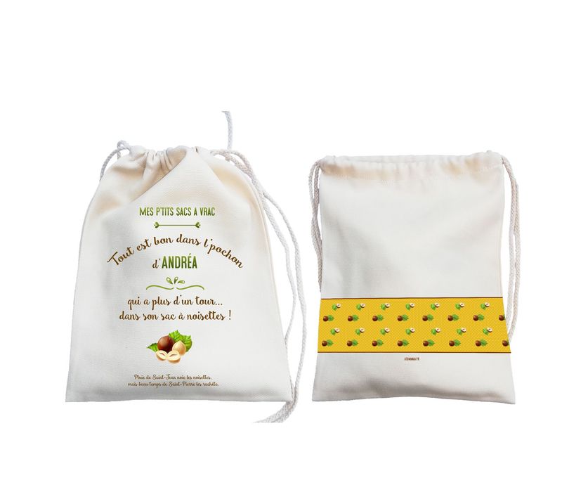 ? Sac à Vrac Personnalisé "Tout est bon dans l’pochon !" ? – Prénom au choix, Design Automnal, Fait Main en France ??