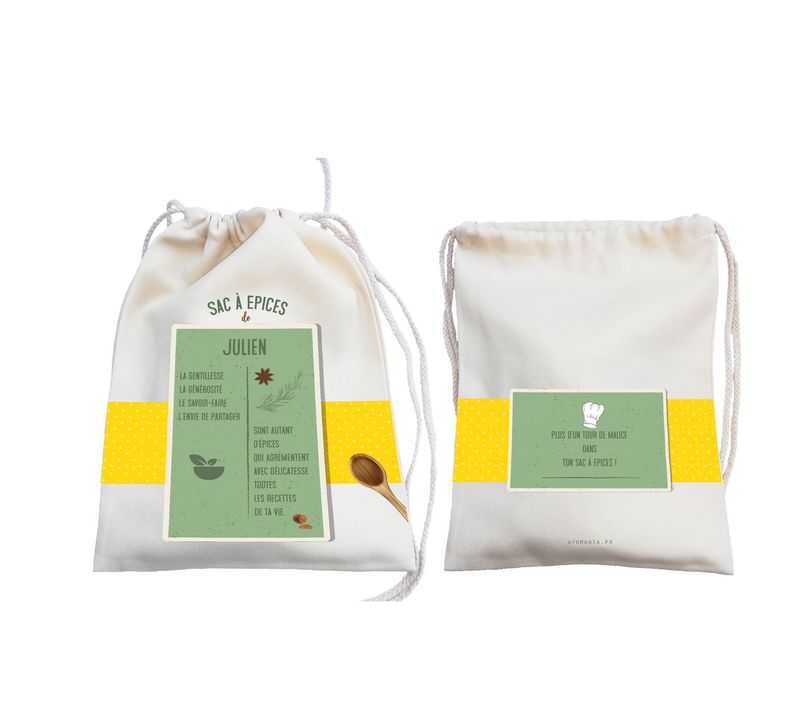 ? Sac à Épices Personnalisable « Épicer sa Vie » ?️ – Cadeau Unique, Fabriqué à la Main en France ??