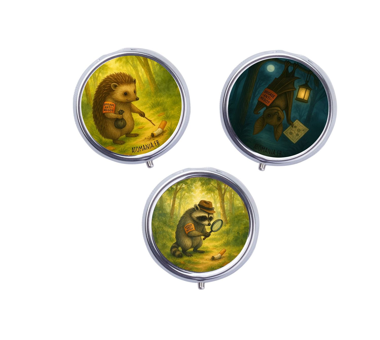 ? Lot de 3 Cendriers de Poche – Brigade Anti-Mégots ???